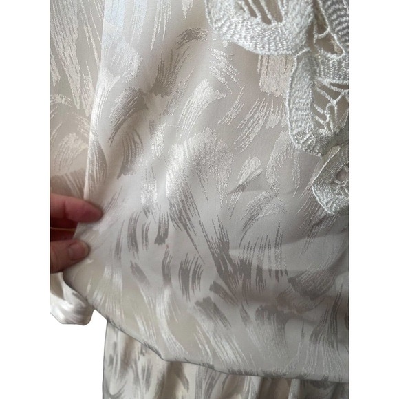 Vintage Ivory Dress Edwardian Victorian Big Collar Downton Abbey Medium FLAW - Picture 6 of 8